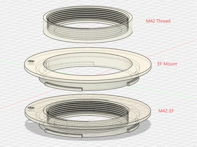 M42 thread to Canon EF mount adaptor STEP