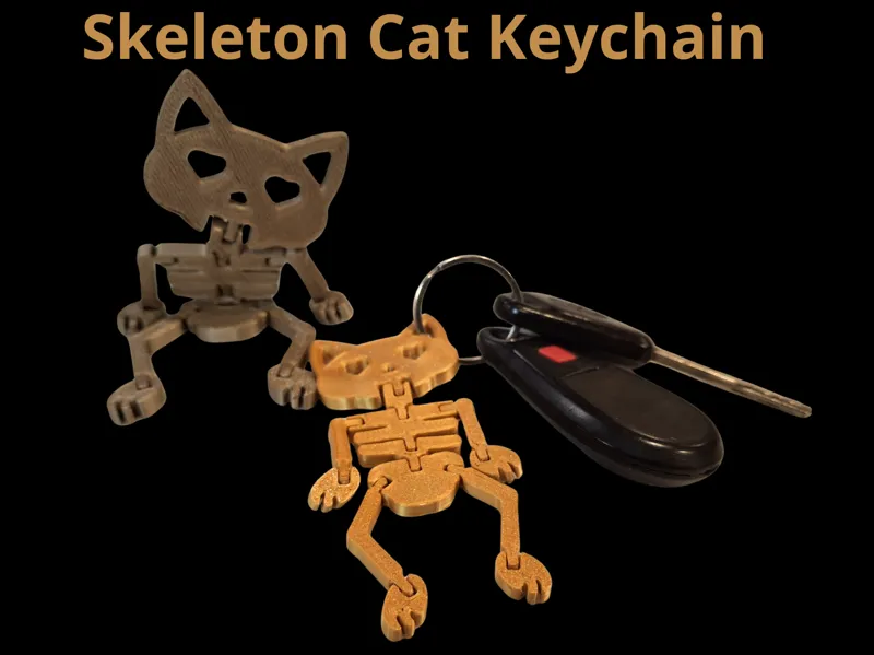 skeleton cat keychain