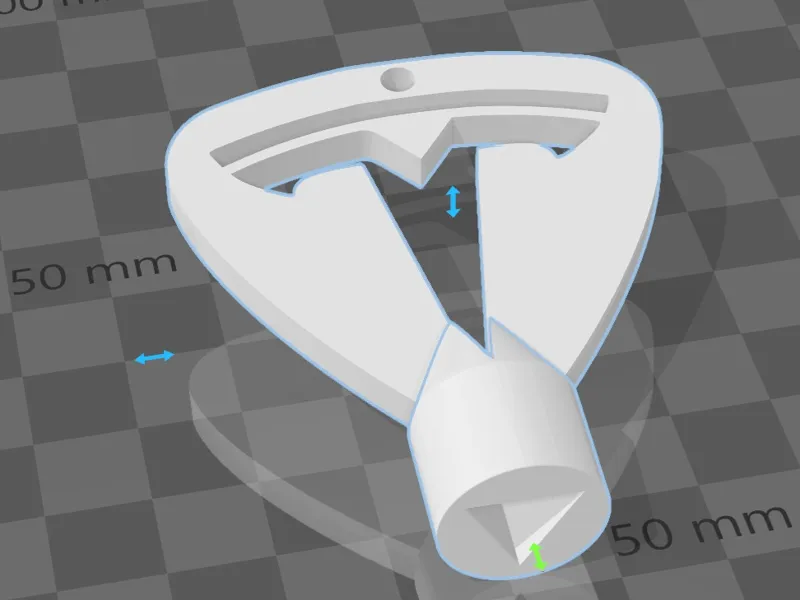 electrical box key with Tesla logo