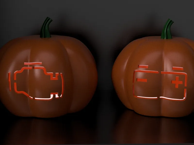 Pumpkin candy jar with engine or battery fault