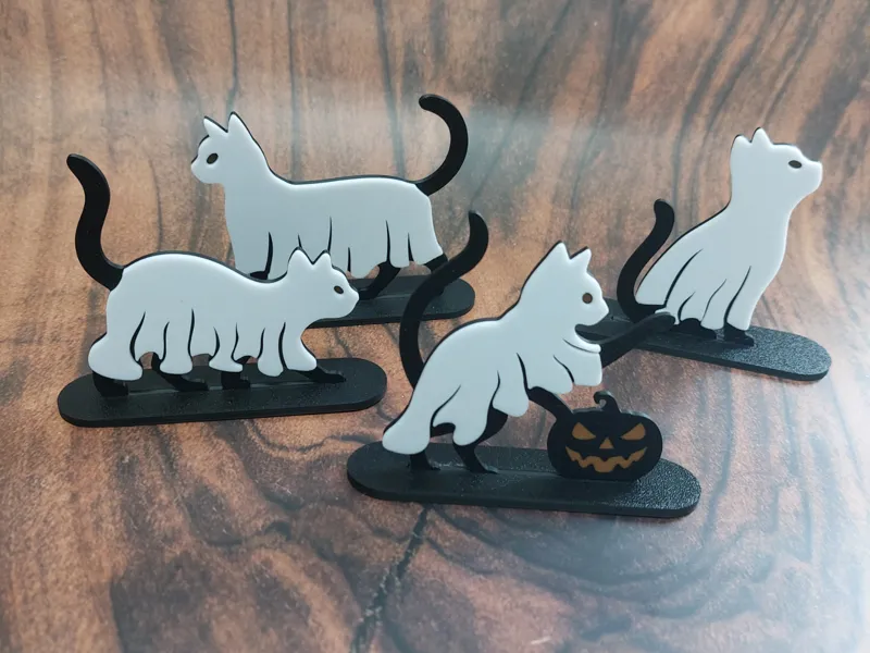 Halloween black cat ghost