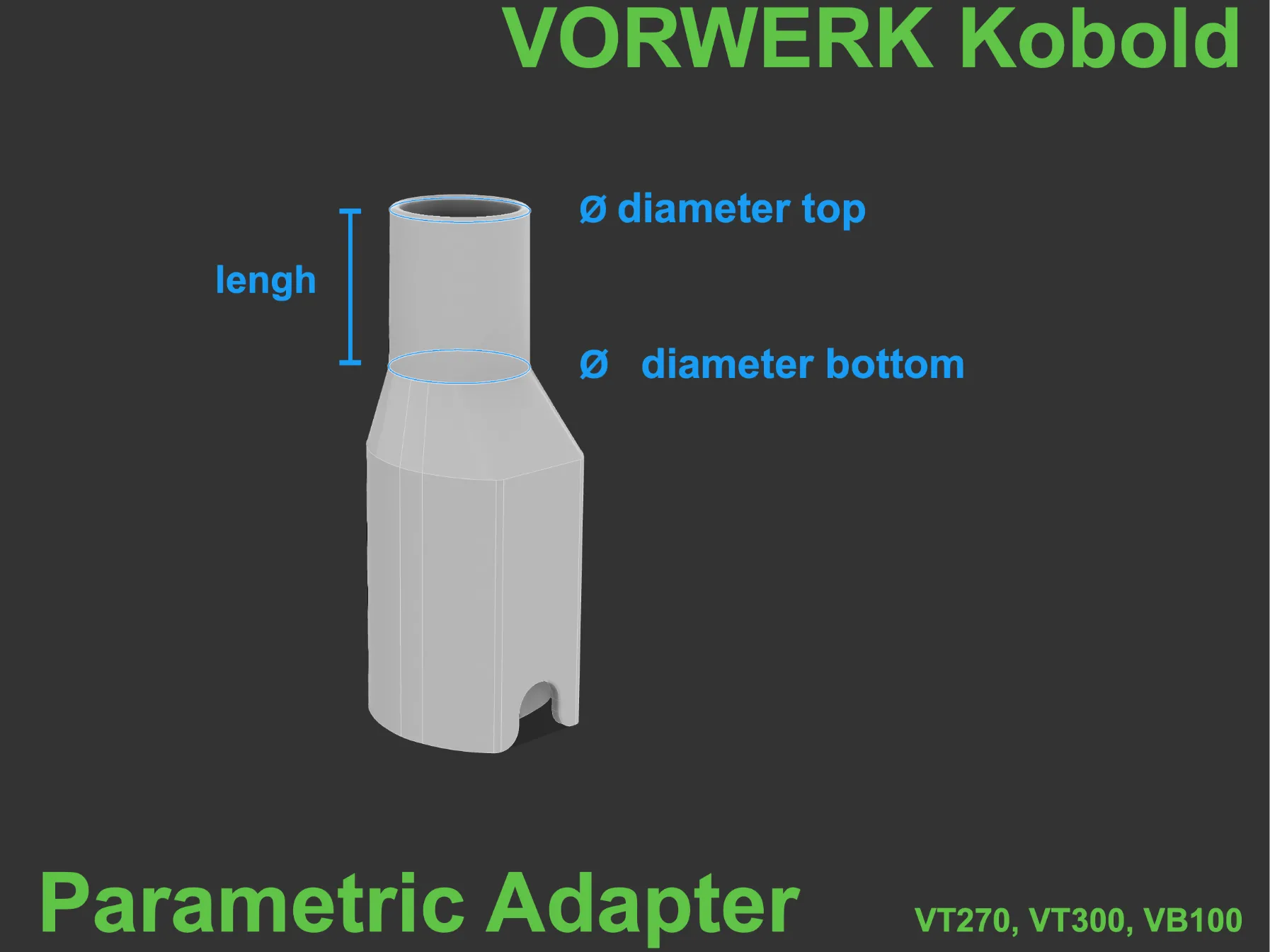 Parametric Adapter Vorwerk for Kobold VT270 VB100