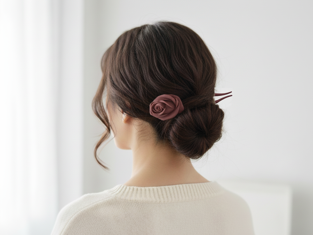 玫瑰花发簪｜优雅一体打印发饰｜Rose Hairpin