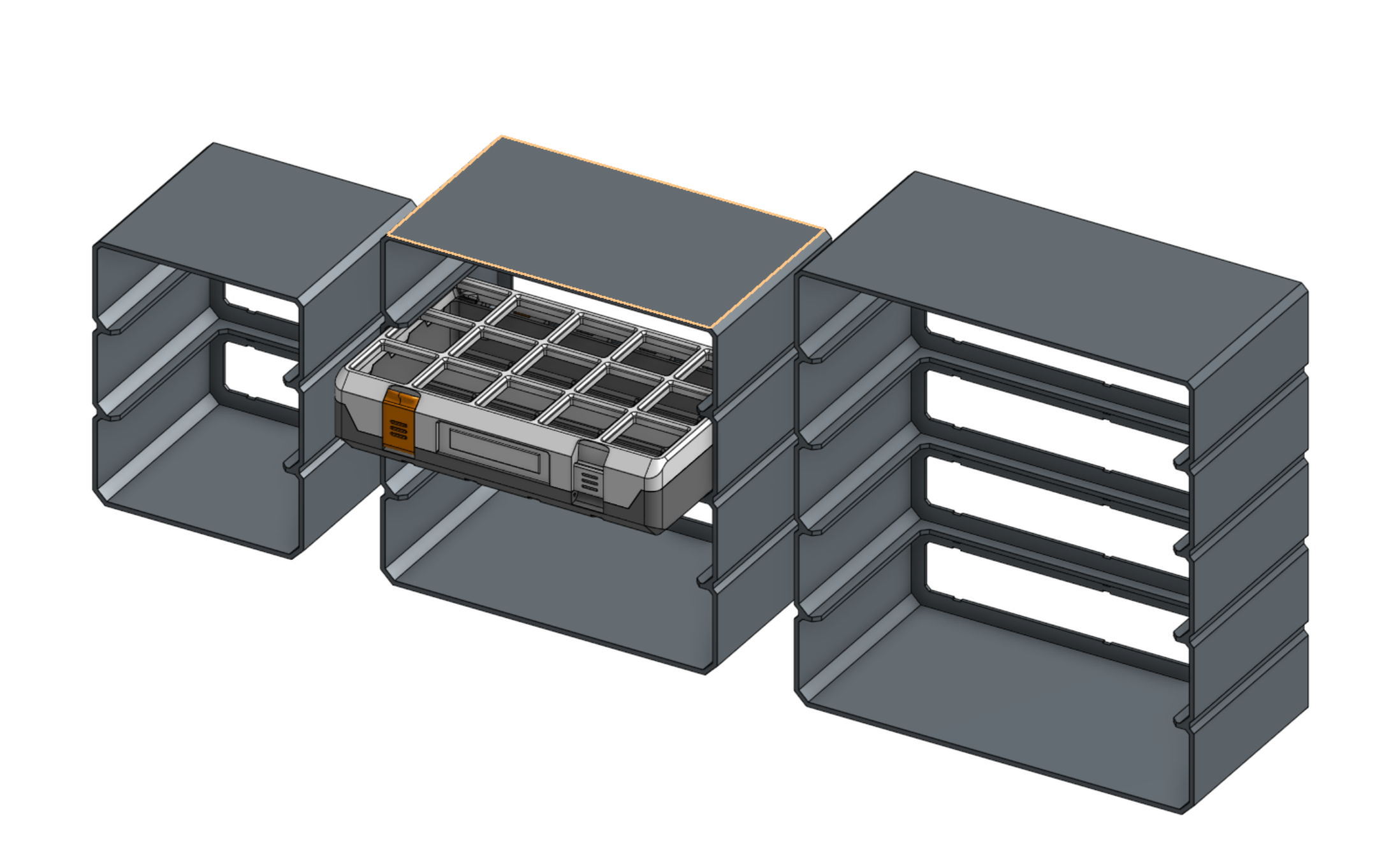Parametric Shelves for Modern Gridfinity Case
