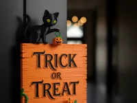 Décor de porte Halloween chat noir — photo 1