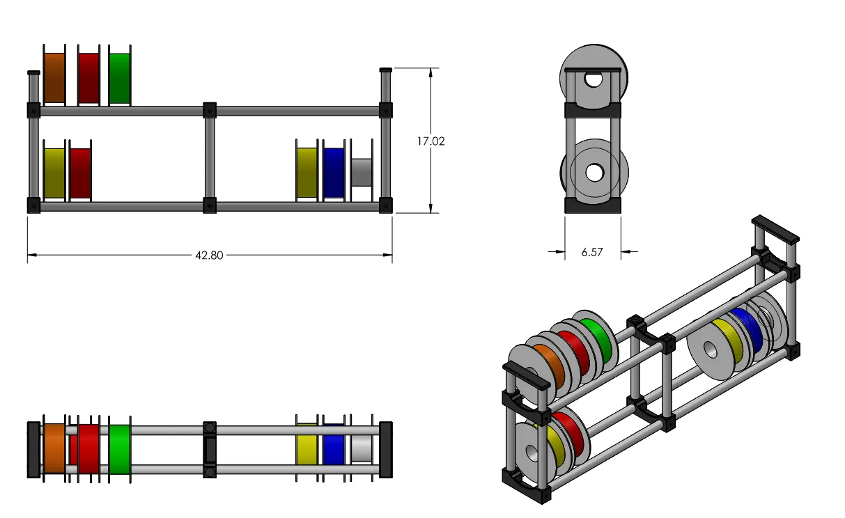 Custom Size Filament Roll Rack (3/4in PVC Pipe) by Ryan MakerWorld ...