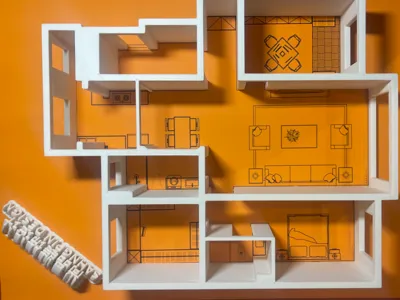 Three-bedroom three-dimensional floor plan