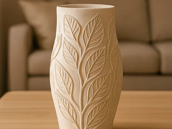 Vase à relief de feuilles