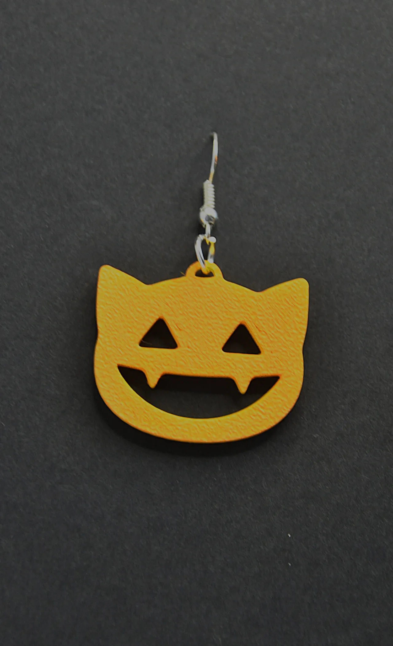 halloween cat carved pumpkin earrings view 2