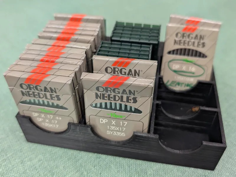 Needle box holder for industrial sewing machine