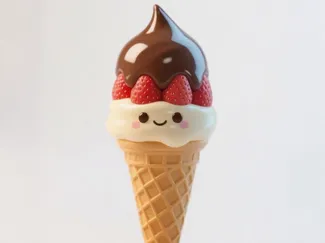 巧克力草莓奶油冰淇淋甜筒