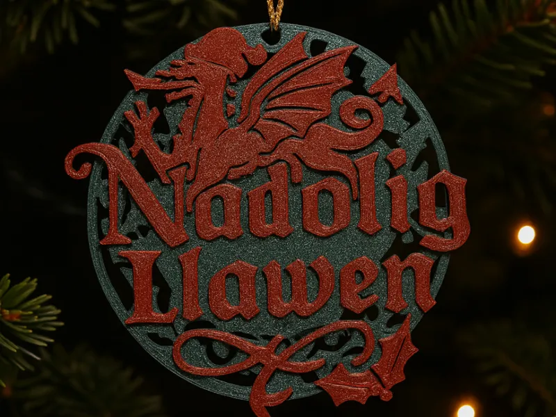 Nadolig Llawen Welsh Bauble Christmas tree