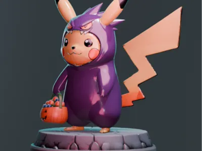 Pikachu wears a Gengar costume for Halloween