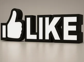 Insegna 3D “LIKE” luminosa con striscia LED
