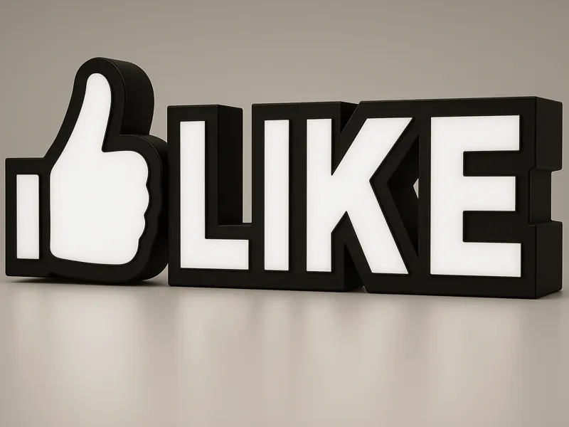 Insegna 3D “LIKE” luminosa con striscia LED