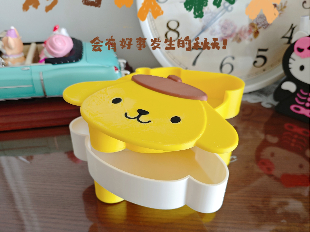 pompompurin布丁狗卡通旋转多层收纳盒 办公桌收纳盒首饰盒桌面收纳盒零食盒玩具收纳盒 三丽鸥