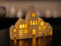 Maison de Noël porte-bougie chauffe-plat LED — photo 1