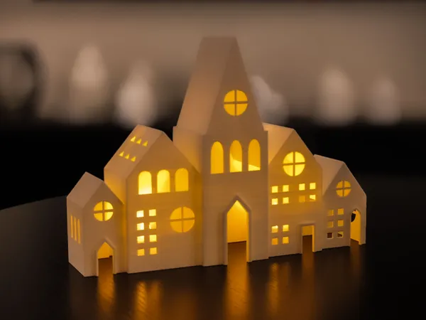 Maison de Noël porte-bougie chauffe-plat LED