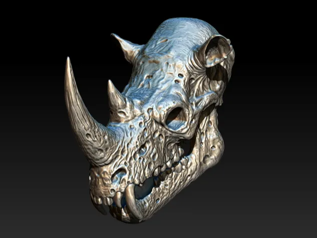 Rhinoceros zombie style skull