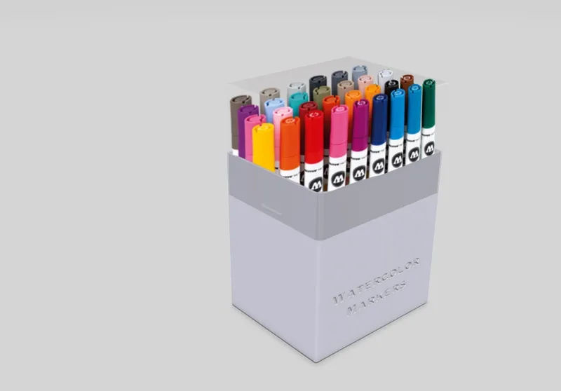 Watercolors markers box storage Aqua color