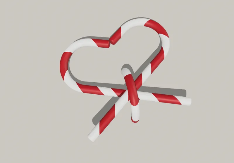 Candy cane heart bow - ornament