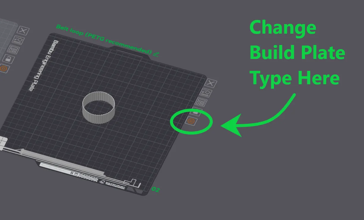 how to change build plate type on the vase mode print