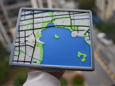 Miniature map model of a corner of Jinji Lake