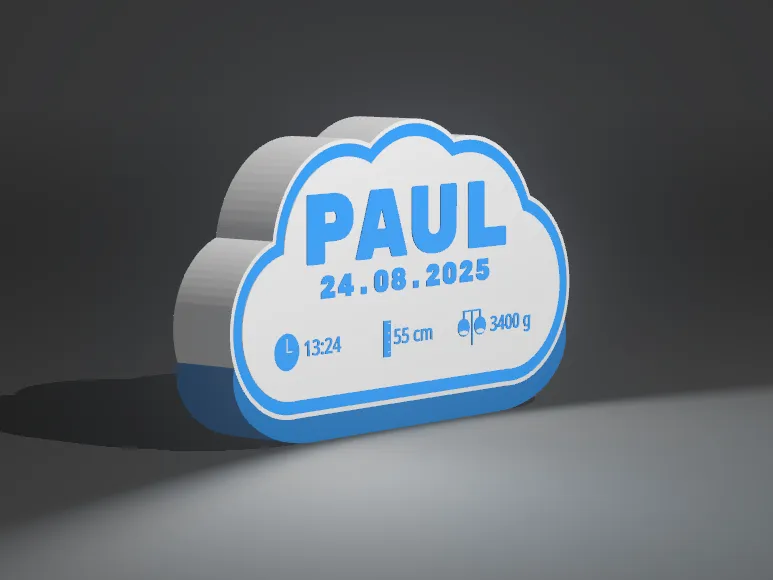 Personalisierte Wolken-Geburtslampe 