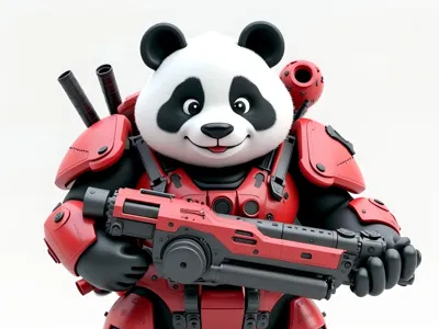 Red Armored Panda Warlord and Filament Spool Cover