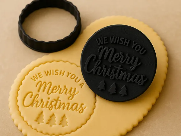 Tampon et emporte-pièce biscuits Joyeux Noël