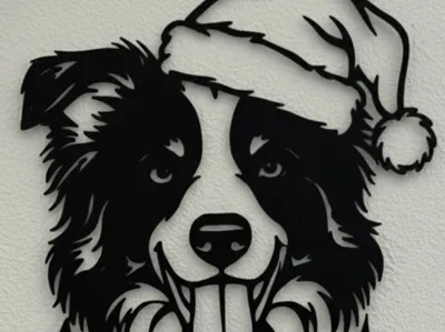 Christmas Border Collie Wall Decoration