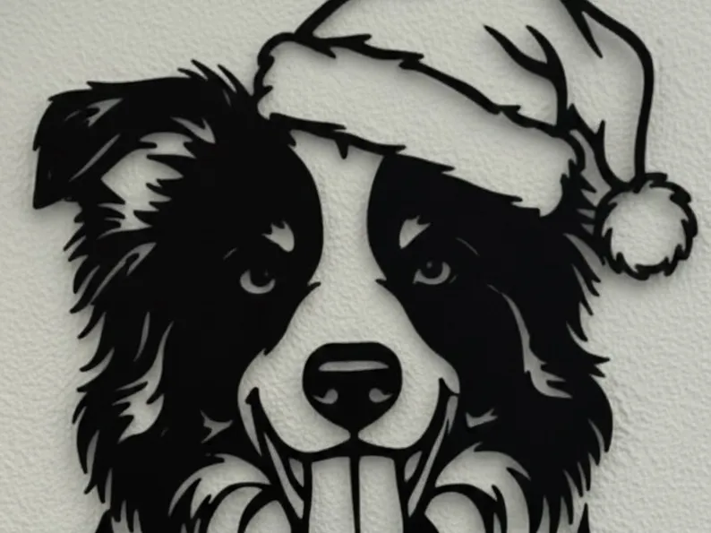 Weihnachtlicher Bordercollie als Wanddeko
