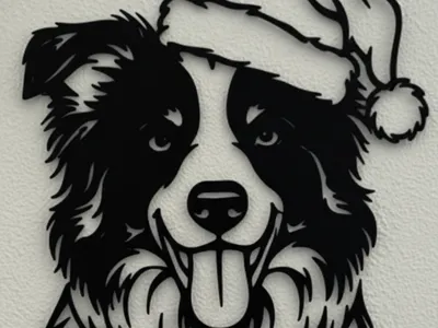Christmas Border Collie Wall Decoration