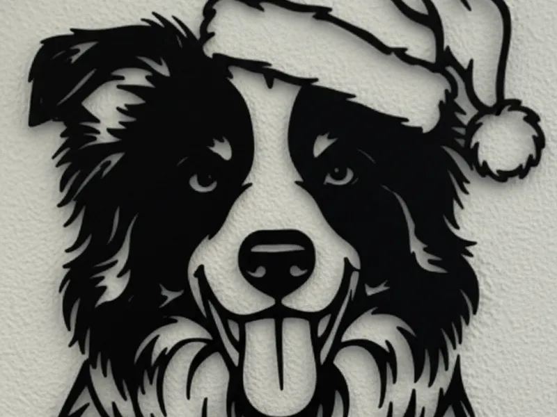 Weihnachtlicher Bordercollie als Wanddeko