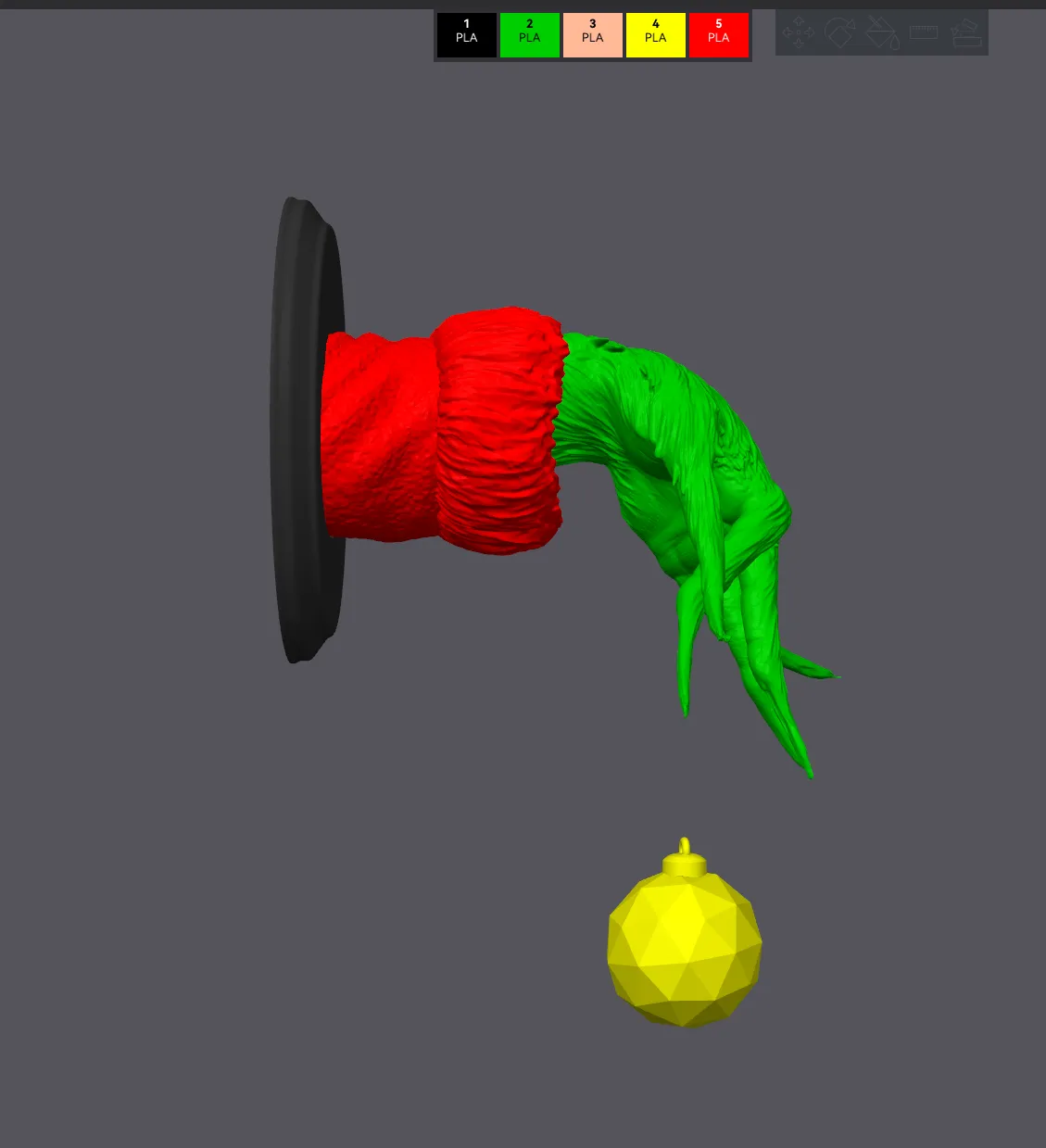 The Grinch Hand Wall Mount with Ornament - Free 3D Print Model - MakerWorld