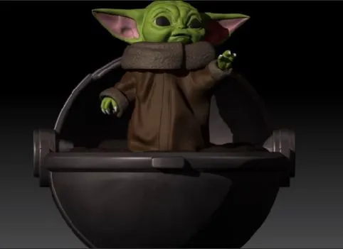 Grogu Yoda baby the kid Star Wars fanart CG Pyro