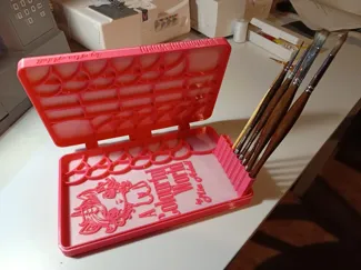Paint mixing case with brush holder