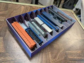 N scale model train rolling stock trays