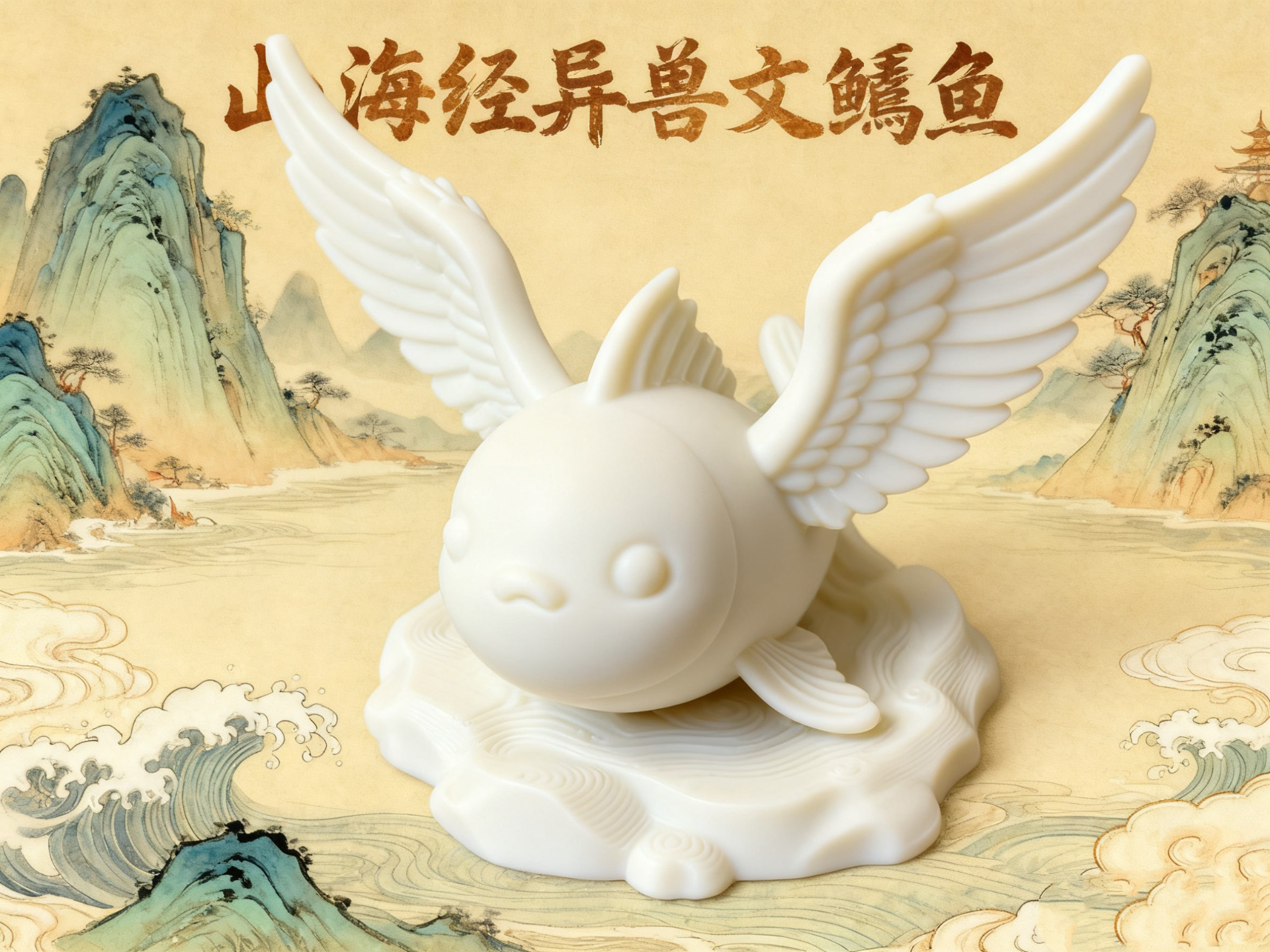 山海经异兽祥瑞神兽文鳐鱼模型