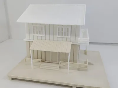 house model with wood grain texture