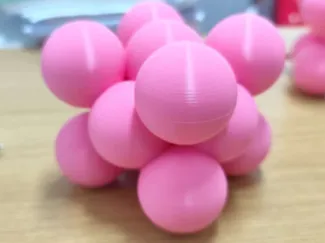 面心晶体堆积模型 晶胞示意图 球球模型