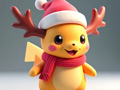 Christmas Pikachu Inspired Printmon