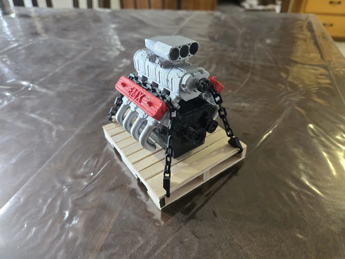 V8 Engine with Blower - 1/10 Scale - Free 3D Print Model - MakerWorld