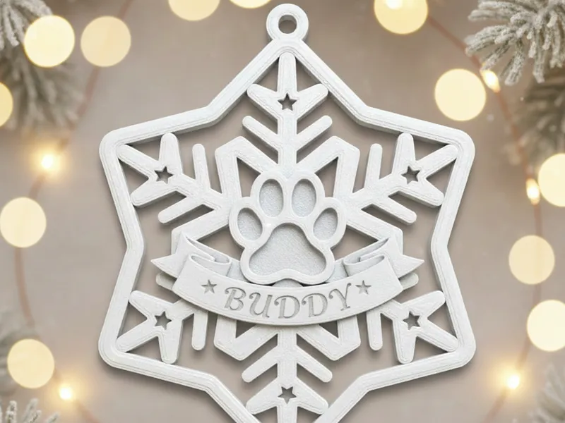 Pawprint ornament for Christmas pet personalized