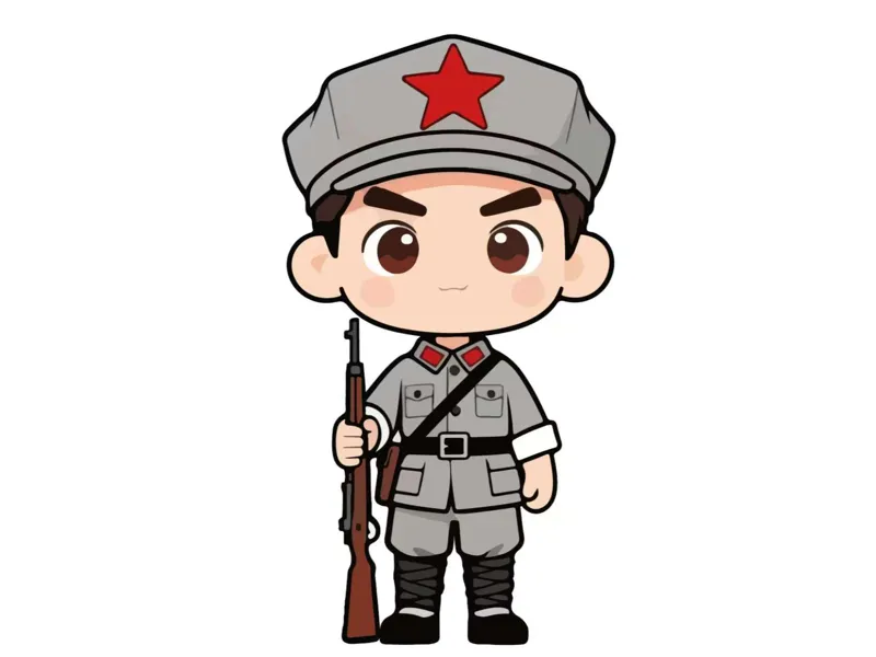 一个拿枪的小八路军