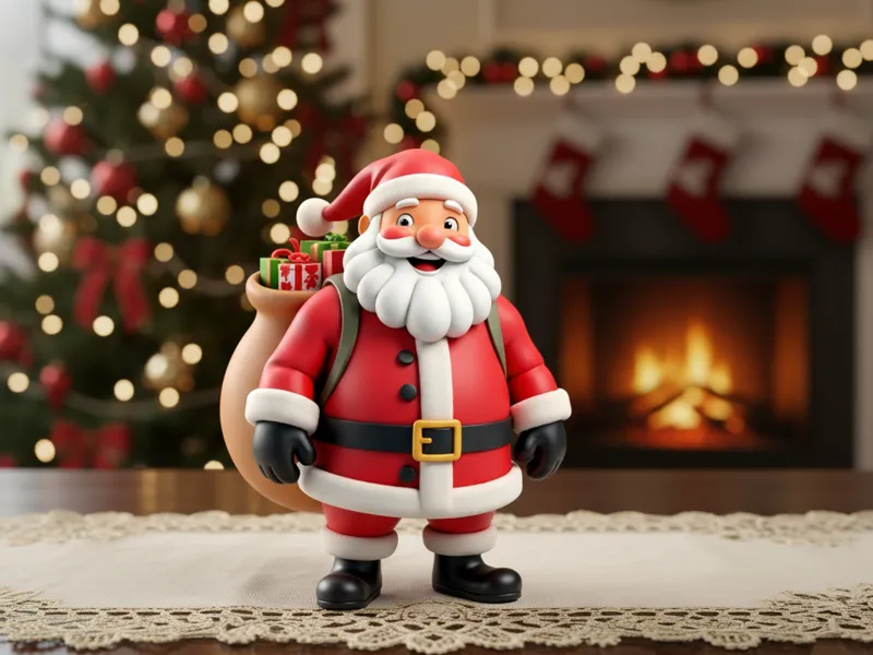 Jolly Little Santa with Gift Sack