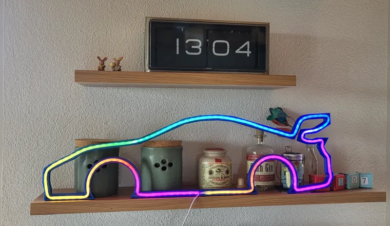 Porsche GT3 RS Neon led Car silhouette sign
