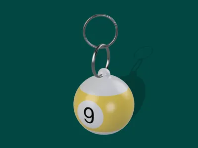 YALLOW BILLIARD BALL KEYCHAIN