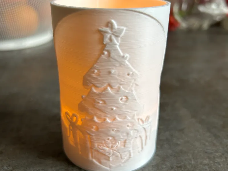 Lithophan Weihnachtsbaumteelicht