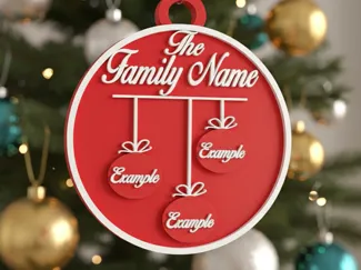 Custom Family Christmas Ornament  Editable
